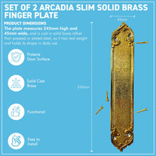 Load image into Gallery viewer, The Arcadia Finger Plates – A Pair of Slim Solid Brass Door Push Plates
