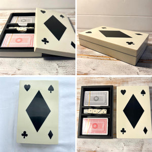 Elegant Handcrafted Luxury Resin Double Deck Playing Card Box with Dice Set