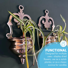 Load image into Gallery viewer, Brass Wall Planters, 2 x Wall Sconce Planters for indoor or outdoor use
