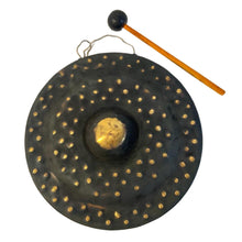 Load image into Gallery viewer, Vietnamese HANDMADE METAL GONG - natural aged finish -  30cm diameter/ 12 inches diameter GONG | Lightweight Sturdy and Durable | Music Therapy | Dinner Gong | Meditation | Percussion Music.
