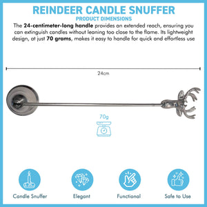 Stag Candle Extinguisher with long handle, avoids wax spill, Aluminium Candle Snuffer