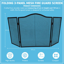 Load image into Gallery viewer, 𝗖𝗔𝗦𝗧 𝗜𝗥𝗢𝗡 𝟯-𝗣𝗔𝗡𝗘𝗟 𝗙𝗢𝗟𝗗𝗜𝗡𝗚 𝗠𝗘𝗦𝗛 𝗙𝗜𝗥𝗘 𝗚𝗨𝗔𝗥𝗗 𝟵𝟲𝘅𝟲𝟬.𝟱𝗰𝗺 | Durable | Rust-Resistant | Fireplace Screen for Open Fire | Fire Safety | Hearth Protection
