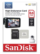 Load image into Gallery viewer, SanDisk High Endurance 100MBs MicroSD Memory Card - 64GB
