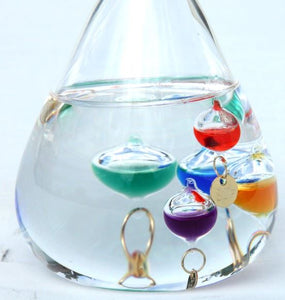 Large free standing tear drop Galileo thermometer