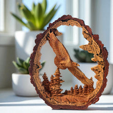Load image into Gallery viewer, 𝗙𝗟𝗬𝗜𝗡𝗚 𝗘𝗔𝗚𝗟𝗘 𝗦𝗖𝗨𝗟𝗣𝗧𝗨𝗥𝗘, Resin Wood Effect Bird of Prey Figurine, Decorative Wildlife Ornament for Home &amp; Office
