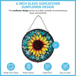 Vibrant Sunflower Stained Glass Suncatcher, 6-Inch Decorative Window Ornament