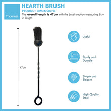 Load image into Gallery viewer, Cast iron FIREPLACE BLACK HEARTH BRUSH with eye ring handle | 47cm long | Stylish twisted design handle | fireside tools fire brush | Suffolk Brush | for Outdoor Fire Pit Campfires Indoor Fireplace

