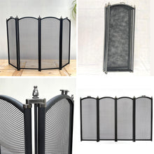 Load image into Gallery viewer, Folding 4-Panel Mesh Fire Guard Screen - Durable Fireplace Safety Protector
