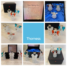 Load image into Gallery viewer, Angels worry box | Mindfulness box | Spiritual gifts | |mental health | guardian angel worry box for your loved ones | Includes 3 glass worry angels with gilded wings | Gift Packaged | Grief Gifts | Angel gifts
