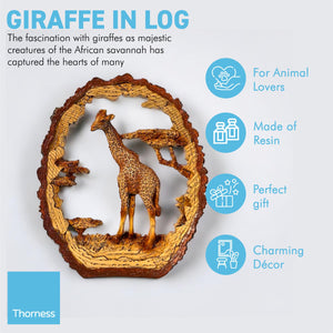 MAJESTIC GIRAFFE IN WOOD EFFECT RESIN |Ornaments for The Home | Home Accessories | Animal Lover Gift Birthday Friendship Gifts | Wildlife Lover Gift| Ornaments | GIRAFFE | 17.5cm (L) x 21cm (H) x 4.5cm (D)
