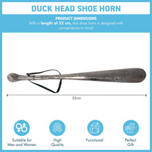 Load image into Gallery viewer, Long-Handled Aluminum Duck Head Shoe Horn – Durable, Easy-to-Use Shoehorn with Elegant Horse Design
