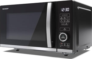 SHARP YC-QS204AU-B Compact 20 Litre 800W Digital FLATBED Microwave, 10 power levels, ECO Mode, defrost function, LED cavity light – Black