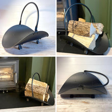 Load image into Gallery viewer, 𝗖𝗔𝗦𝗧 𝗜𝗥𝗢𝗡 𝗟𝗢𝗚 𝗛𝗢𝗟𝗗𝗘𝗥 𝗙𝗜𝗥𝗘𝗪𝗢𝗢𝗗 𝗕𝗔𝗦𝗞𝗘𝗧 𝗟𝟰𝟴 𝘅 𝗪𝟯𝟰 | Durable Fireside Log Storage Cradle | 4 Small Standing Feet for Fireplace | Wood Burner | Firewood Accessories | Tidy Hearth
