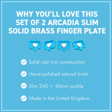 Load image into Gallery viewer, The Arcadia Finger Plates – A Pair of Slim Solid Brass Door Push Plates
