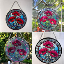 Load image into Gallery viewer, Vibrant 6-Inch Poppy Design Stained Glass Suncatcher - Elegant Window Decor for a Splash of Colour
