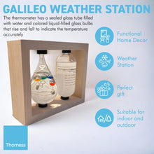 Load image into Gallery viewer, GALILEO WEATHER STATION | Glass thermometer | Weather forecaster | Weather gift | Glass Galileo with storm glass | Weather thermometer | 14cm (H)x 17cm (W) x 5cm (D)
