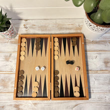 Load image into Gallery viewer, WOODEN INLAID BACKGAMMON SET 30cm x 18cm| Classic Strategy Board Game | Wooden playing pieces and dice | Inlaid playing board | back gammon| Backgamon | Magnetic closure
