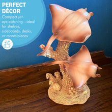 Load image into Gallery viewer, Natural Wood Effect Coral &amp; Rays Decorative Ornament – Coastal Home Décor 18cm
