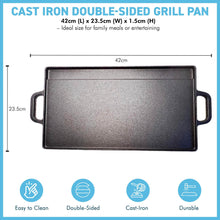 Load image into Gallery viewer, Versatile Cast Iron Double-Sided Non-Stick Grill Pan for Perfect Grilling Indoors &amp; Outdoors
