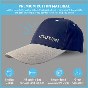 Coxswain Adjustable Navy Blue Baseball Cap, classic unisex cotton hat for casual, sports & outdoor wear