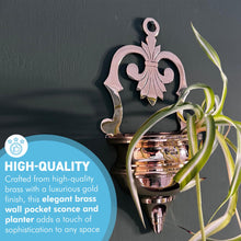 Load image into Gallery viewer, Brass Wall Planter, Wall Sconce Planter for indoor or outdoor use
