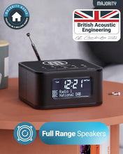 Load image into Gallery viewer, Brand New Majority Knapton DAB Bluetooth Alarm Clock Radio with 15W Wireless Phone Charging
