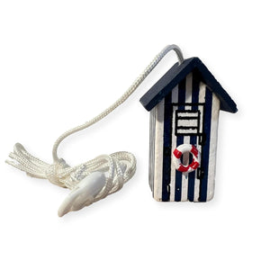 Dark Blue beach hut light pull | Nautical Theme Wooden Beach Hut Cord Pull Light Pulls