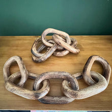 Load image into Gallery viewer, Set of Two Rustic Wooden 5-Link Chain Ornaments for Home Decor,  Ideal for Living Room, Shelf, and Coffee Table Decoration
