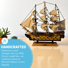 Load image into Gallery viewer, Wooden HMS Victory detailed model | Sailing gift | Wooden ships | Model battle ships | Sturdy construction | Cotton sails and rigging |  42cm (L) x 41cm (H)
