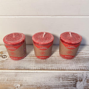 Set of 3 Root (Red) - Chakra Candles  | Standing at about 4.5 centimetres tall (1.75 inches), emanates an aura of rustic charm, invoking the essence of the earth itself.
