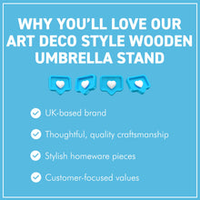 Load image into Gallery viewer, Classic Art Deco Wooden Umbrella Stand,  Stylish Hallway Furniture, Brolly Holder, Elegant Home Accessories
