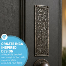 Load image into Gallery viewer, Set of 2 Ornate Inca Design Cast Iron Push Plates – Antique Style Decorative Door Hardware
