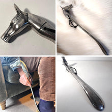 Load image into Gallery viewer, Long-Handled Aluminum Horse Head Shoe Horn – Durable &amp; Stylish
