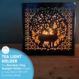Festive Christmas Stag Tea Light Holder, Perfect Holiday Decor for Warm Ambiance & Cozy Gatherings