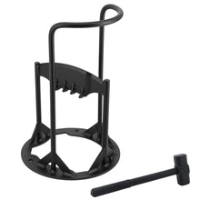 Load image into Gallery viewer, 𝗖𝗔𝗦𝗧 𝗜𝗥𝗢𝗡 𝗪𝗢𝗢𝗗 𝗦𝗣𝗟𝗜𝗧𝗧𝗘𝗥 𝗪𝗜𝗧𝗛 𝗛𝗔𝗠𝗠𝗘𝗥 | 36.5cm (H) (14”) | Wood &amp; Kindling Splitting Tool | Firewood Cutter with Pre-Drilled Base | Splitting Blade | Fireplace Decor
