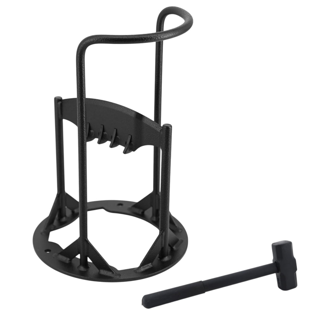 𝗖𝗔𝗦𝗧 𝗜𝗥𝗢𝗡 𝗪𝗢𝗢𝗗 𝗦𝗣𝗟𝗜𝗧𝗧𝗘𝗥 𝗪𝗜𝗧𝗛 𝗛𝗔𝗠𝗠𝗘𝗥 | 36.5cm (H) (14”) | Wood & Kindling Splitting Tool | Firewood Cutter with Pre-Drilled Base | Splitting Blade | Fireplace Decor