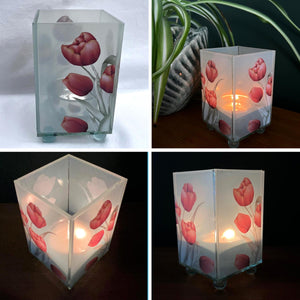 Elegant Red Tulip Glass Votive Candle Holder – Perfect for Home Decor & Gifts