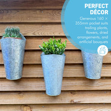 Load image into Gallery viewer, The Country Wall Planters – A Set of Three Vintage Style Galvanised Metal Hanging Baskets
