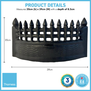 16 Inch Castle Fire Front Fret Matt Black | Large Cast Iron Sturdy Fireplace Accessory