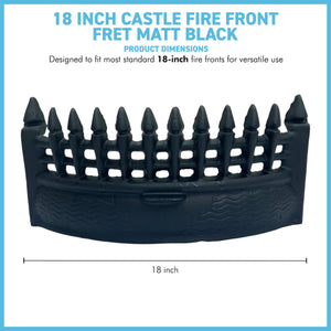 18-Inch Castle Fire Front Fret in Matte Black - Decorative Fireplace Accessory