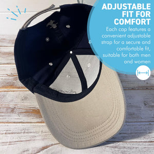 Set of 4 Adjustable Navy-Blue Baseball Caps, Galley Slave, Captain, Crew & First Mate, Nautical Boating Hats for Sailing, Yachting & Team Uniform