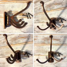 Load image into Gallery viewer, Four-way Folding Coat Hook | Antique Copper Swivel Hook | | Wall mounted for bathroom, kitchen, bedroom | Captains hook | independently swiveling arms | Versatile and elegant
