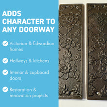 Load image into Gallery viewer, The Ellerker – Hand-Cast Ornate Finger Plates in Antique Iron (Pair)
