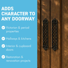 Load image into Gallery viewer, The Jali, Matched Pair – Two Pierced Lattice Cast Iron Finger Plates for a Double Door or Both Faces of One
