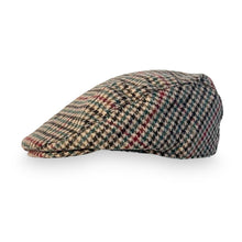 Load image into Gallery viewer, Unisex 58cm M/L TWEED Flat Cap |Mixed Wool Polyester Green Tweed Country Cap | Tweed Hat | Peaked Cap | Black Quilted Lining
