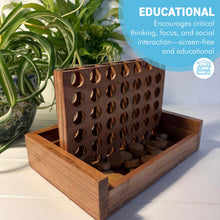 Load image into Gallery viewer, Wooden 4-in-a-Row Game – Classic Connect 4 Strategy Board Game for Kids and Adults – Durable Eco-Friendly Wood, Portable and Screen-Free Family Fun
