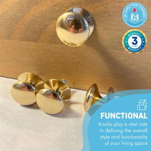 Cherema Brass Knob | Set of 4 door knobs | Brass cupboard knobs | Cabinet hardware | Antique brass cupboard handles | Cupboard door handles | 30mm