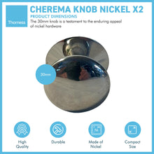 Load image into Gallery viewer, Cherema Nickel Knob | Set of 2 door knobs | Nickel cupboard knobs | Cabinet hardware | Antique nickel cupboard handles | Cupboard door handles | 30mm
