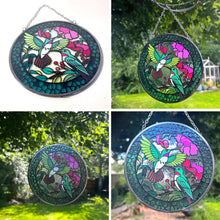 Load image into Gallery viewer, Hummingbird Design Stained Glass Suncatcher - 6-Inch Window Art Decoration
