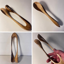 Load image into Gallery viewer, Handcrafted Mango Wood Spoon Castanets – Wooden Percussion Instrument – One-Piece Carved Spoon Clappers for Folk &amp; World Music
